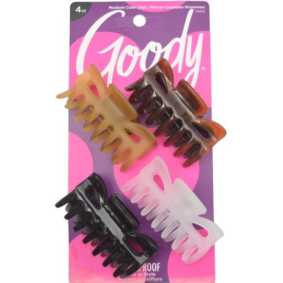 Goody 4 Count Medium Claw Clips For All Hair Types - Picture 4 of 4